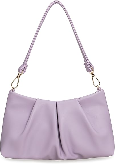 レディースハンドバッグ ファッション プリーツPU パープル